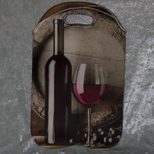 Neoprene wine bottle cooler. Picture on both sides. This holds two bottles of wine. personalise it with your own designs, photo's and text.